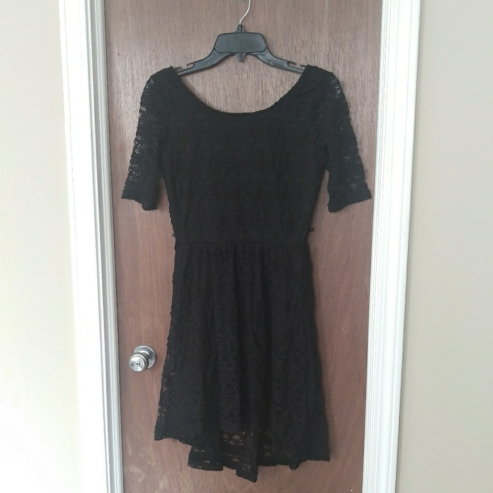 Black Lace High Low Dress